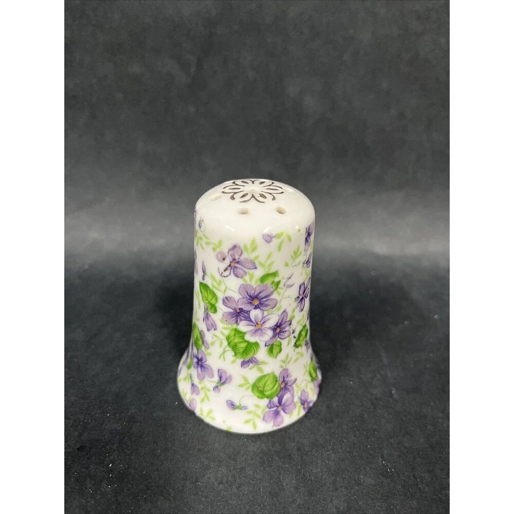 VTG Lefton China Hand Painted Purple Violet‎ Salt or Pepper Shaker 665V